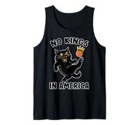 Funny Black Cat Kicking Crown No Kings America Democracy Tank Top