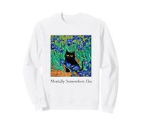 Funny Black Cat Mentally Somewhere Else Van Gogh Inspired Sweatshirt