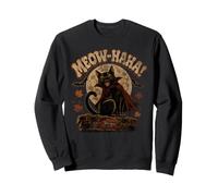 Funny Black Cat Meow Haha Halloween Spooky Vampire Sweatshirt