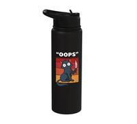 Funny Black Cat Oops Murderous Cat with Knife Stainless Steel Insulated Water Bottle