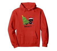Funny Black Cat Pushing Christmas Tree Over Cat What? Pullover Hoodie