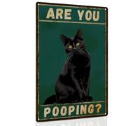 Funny Black Cat Sign Are You Pooping Metal Signs Black Cat Gift Vintage Bathroom Wall Decor 8 x 12 Inch