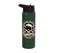 Funny Black Cat Skull If It Fits I Sits Meme Gothic Style A Stainless Steel Insulated Water Bottle