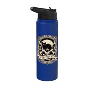 Funny Black Cat Skull If It Fits I Sits Meme Gothic Style A Stainless Steel Insulated Water Bottle