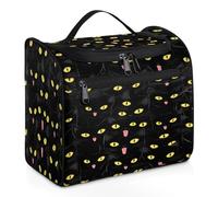 Funny Black Cat Travel Toiletry Bag for Women Men Kids Girls Boys 11.2 L Big Cosmetic Makeup Bag Hanging Wash Pouch Bag Toiletries Organizer Shower Bag