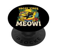 Funny Black Cat Vacation Sun Palm Tree Beach Sunglasses Maui PopSockets Adhesive PopGrip