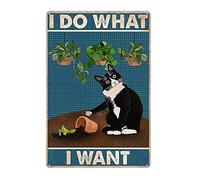 Funny Black Cat Vintage Metal Tin Signs I Do What I Want Wall Bathroom Decor Lovely Cats Metal Poster Vintage Aluminum Sign 12x16 Inch
