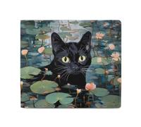Funny Black Cat Water Lillies Bifold Wallet for Women Men Personalized Coin Purse Card Case Holder Pocket Wallet
