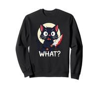 Funny Black Cat What Meme - Creepy Cute Horror Knife Joke Sweatshirt