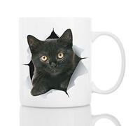Funny Black Kitten Coffee Mug - Ceramic Funny Cat Mug - Perfect Cat Lover Gift - Cute Novelty Coffee Mug Present - Great Birthday or Christmas Surprise for Friend or Coworker, Men and Women (11oz)