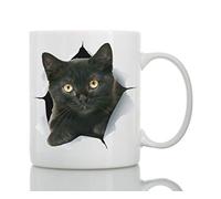 Funny Black Kitten Coffee Mug - Ceramic Funny Cat Mug - Perfect Cat Lover Gift - Cute Novelty Coffee Mug Present - Great Birthday or Christmas Surprise for Friend or Coworker, Men and Women (15oz)