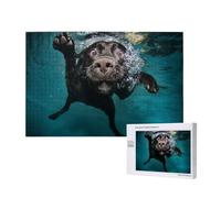 Funny Black Labrador Retriever Dog Swimming With Expressive Face,1000 Pieces Wooden Jigsaw Family Game Jigsaw Puzzles for Adults Teens Home Decor