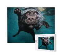Funny Black Labrador Retriever Dog Swimming With Expressive Face,500 Pieces Wooden Jigsaw Family Game Jigsaw Puzzles for Adults Teens Home Decor