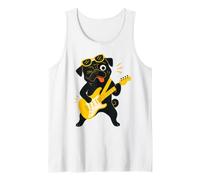 Funny Black Pug Sunglasses Guitarist Tank Top