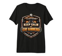 Funny Blacksmith Keep Calm and Stay Hammered Metalsmith Joke Premium T-Shirt