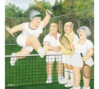 Funny Blank/Birthday Card for Him/Her - General Card for Men/Women - Beryl Cook - Mixed Doubles Tennis - Made in the UK - Recyclable