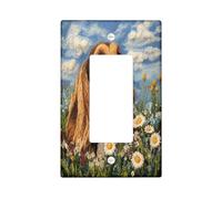 Funny Bloodhound Dog Decorative Switch Cover 1 Gang Single Rocker, Spring Daisy Flowers Chien Wall Plate Cover, Standard Size, Puppy Electrical Faceplate for Bedroom Living Room Decor