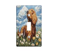 Funny Bloodhound Dog Decorative Switch Cover 1 Gang Single Toggle, Spring Daisy Flowers Chien Switchcover Wall Plate, Puppy Electrical Faceplate for Bedroom Living Room Decor