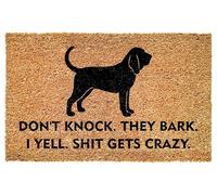Funny Bloodhound Entrance Doormat - Don't Knock They Bark I Yell Gets Crazy - Bold Quote for Porch - Patio - Indoor Decor - Durable Non Slip Floor Mat - Pet Owners - Everyday Use