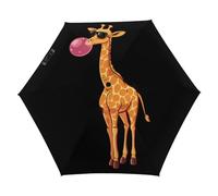 Funny Blowing Bubble Gum Giraffe Mini Travel Umbrella 5 Folding Compact Umbrellas Windproof Rain Umbrella for Outdoor