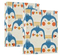 Funny Blue Animals Round Ring Binder 1-1/2 Inch with Note Space, 1/2 Pack of 200 Sheets