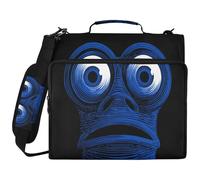 Funny Blue Monsters 3 Ringing 1.5 inch Organizer Binder with Shoulder Strap & Handle Multi-Pocket Portable Portfolio Suitable for Middle School