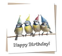 Funny Bluetit Happy Birthday Card - Humour Card For Family and Friends - Bird Lovers - Fun Greetings Wish for Men, Women - Made in UK