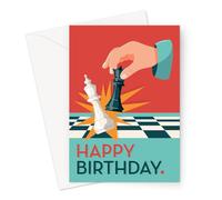 Funny Board Game Birthday Cards | Board Game Joke Birthday Card For Friends and Family, Chess, Backgammon (Happy Birthday Chess Card)