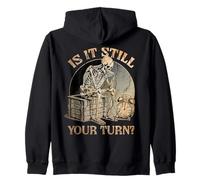Funny Board Game Skeleton Is It Your Turn Meme Halloween Zip Hoodie