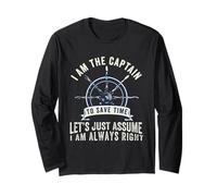Funny Boat Pontoon Sailor Anchor, Boating, i'm the Captain Long Sleeve T-Shirt