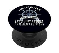 Funny Boat Pontoon Sailor Anchor, Boating, i'm the Captain PopSockets Adhesive PopGrip