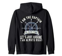 Funny Boat Pontoon Sailor Anchor, Boating, i'm the Captain Zip Hoodie