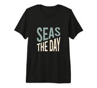 Funny Boater Pun, Seas the Day Boating Humor Premium T-Shirt