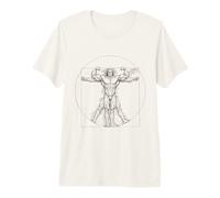 Funny Bodybuilding Vitruvian Man Muscle Weightlifting Art Premium T-Shirt