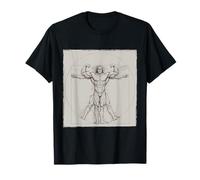 Funny Bodybuilding Vitruvian Man Muscle Weightlifting Art T-Shirt