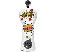 Funny Bomb Golf Hybrid/Rescue Headcover, White Leather Golf Club Covers for Hybrids, Rotatable #2 3 4 5 6 Ut Hybrid Head Cover for Men or Women Golfer