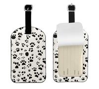Funny Bone and paw Print Print Leatherette Luggage Tag with Secure Strap,Colorful Suitcase Identifier for Travel