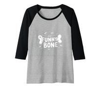 Funny Bone: Laughing Skeleton Humor for Dog Lovers Raglan Baseball Tee, Women, Black/Athletic Heather, L
