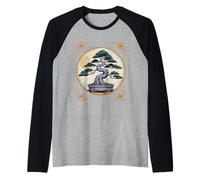 Funny Bonsai Tree Engraving Botanical Illustration Raglan Baseball Tee