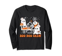 Funny Boo Ghost Crew Ghost Doctor Paramedic Nurse Halloween Long Sleeve T-Shirt