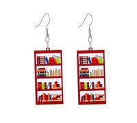 Funny Book Earrings for Women Teachers Acrylic Resin Bookcase Earrings Dangle School Librarian Earrings Teacher's Day Jewelry Gift, Zinc, No Gemstone