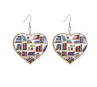 Funny Book Earrings for Women Teachers Acrylic Resin Bookcase Earrings Dangle School Librarian Earrings Teacher's Day Jewelry Gift, Zinc, No Gemstone