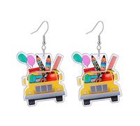 Funny Book Earrings for Women Teachers Acrylic Resin Bookcase Earrings Dangle School Librarian Earrings Teacher's Day Jewelry Gift, Zinc, No Gemstone