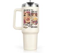 Funny Book Lover Gifts for Women Water Bottle with Handle & Straw Lid 1.18L | Reading Gift for Her, Bookish Gifts for Librarian, Nerd, Bookworm Travel Mug, Christmas Birthday Gifts Book Themed Tumbler