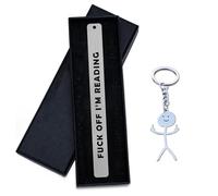Funny Book Marks Gifts FCK Off I'm Reading for Book Lovers,Stainless Steel Bookmark with Key Chain,Gifts for Booklovers Friends Son Daughter,Birthday Christmas Gift Bookmarks