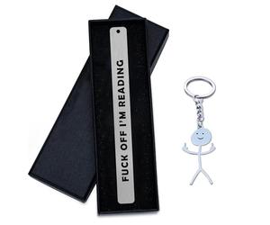 Funny Book Marks Gifts FCK Off I'm Reading for Book Lovers,Stainless Steel Bookmark with Key Chain,Gifts for Booklovers Friends Son Daughter,Birthday Christmas Gift Bookmarks