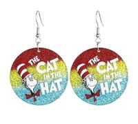 Funny Book Read Hat Drop Dangle Earrings Cat Dog Earrings Back to School Librarian Graduation Teacher’s Day, S, Acrylic, No Gemstone