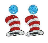 Funny Book Read Hat Drop Dangle Earrings Cat Dog Earrings Back to School Librarian Graduation Teacher’s Day, S, Acrylic, No Gemstone