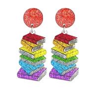 Funny Book Read Hat Drop Dangle Earrings Cat Dog Earrings Back to School Librarian Graduation Teacher’s Day, S, Acrylic, No Gemstone