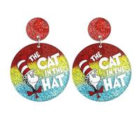 Funny Book Read Hat Drop Dangle Earrings Cat Dog Earrings Back to School Librarian Graduation Teacher’s Day, S, Acrylic, No Gemstone